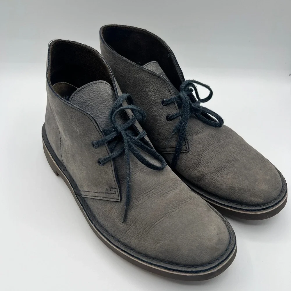 Clark's Leather Chukka Desert‎ Men's Ankle Boots Lace Up Casual Gray Size 9.5